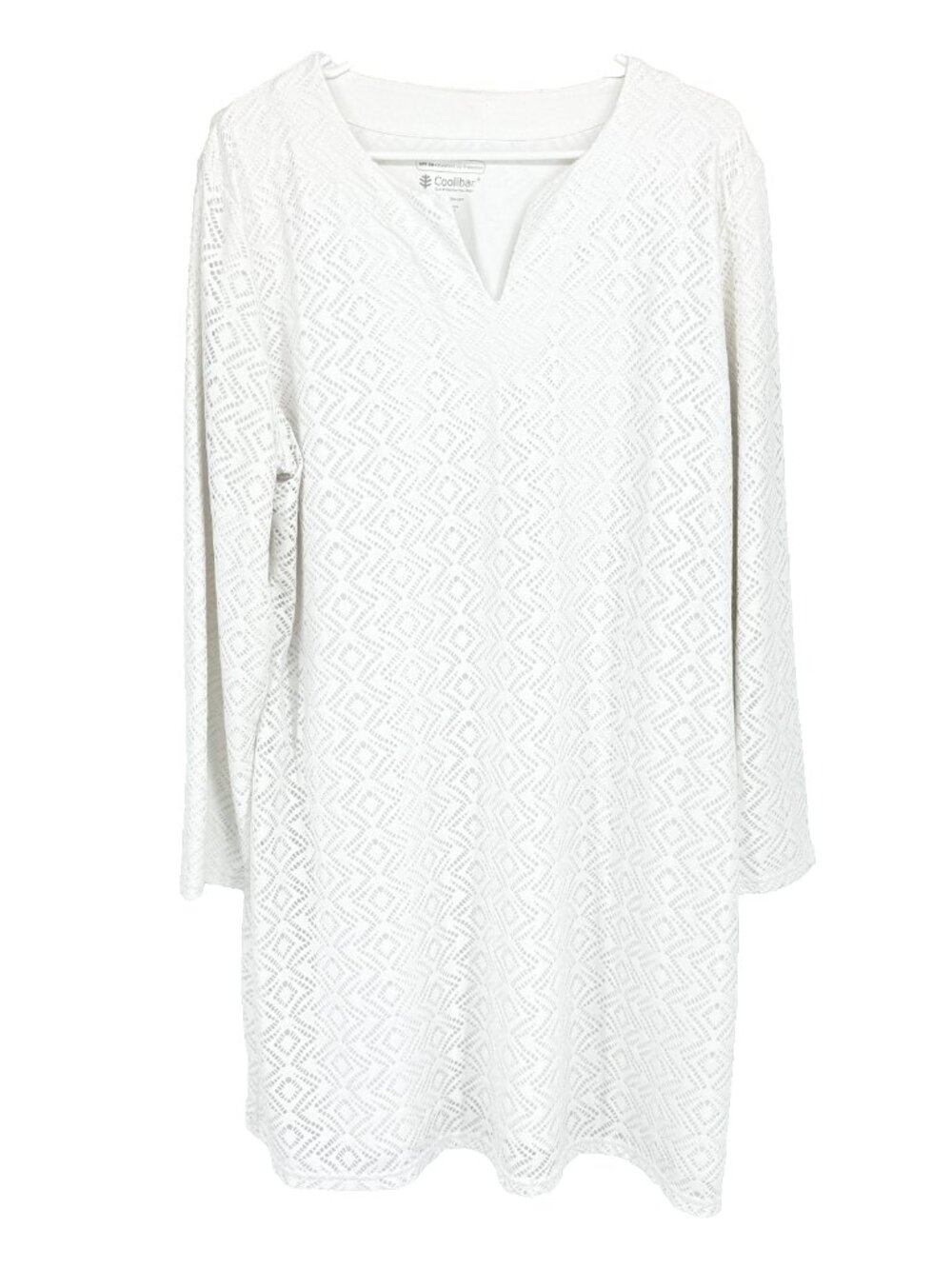 Coolibar Women XL Crochet Lace Dress White Beach Coverup Sun Protection UPF 50+